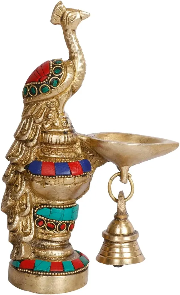 Brass_Golden_Stone_Inlay_Peacock_Oil_Lamp_With_Bell
