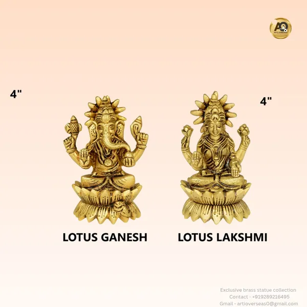 Brass_Lotus_Base_Ganesh_Lakshmi_Idol_Set