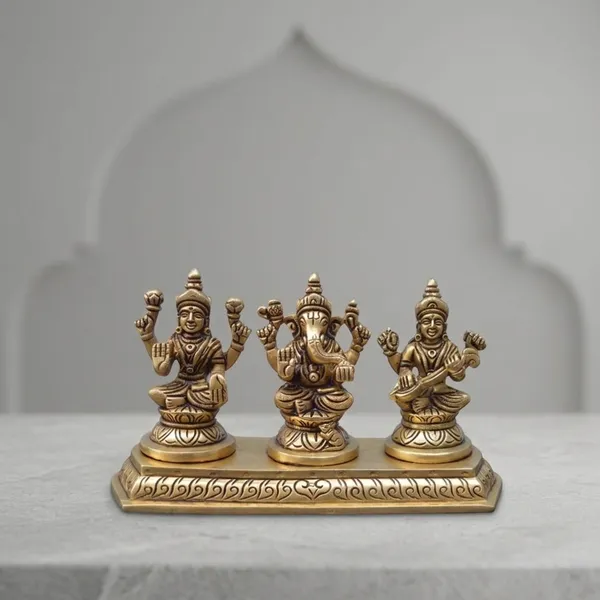 Brass_Antique_Lakshmi_Ganesh_Saraswati_Idol_Set_On_Base