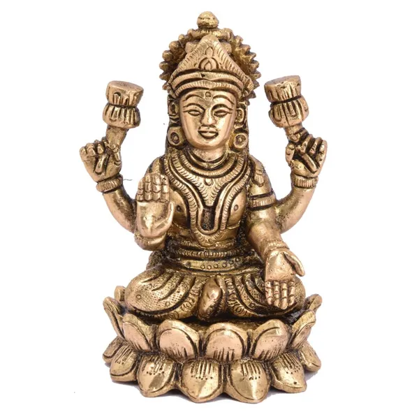 Brass_Goddess_Lakshmi_Seated_On_Lotus_Idol