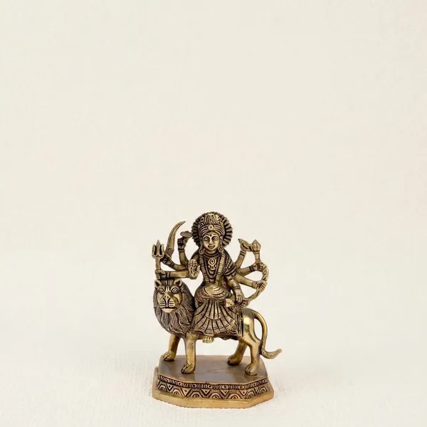 Brass_Goddess_Durga_On_Lion_Eight-Arm_Idol_Antique_Gold