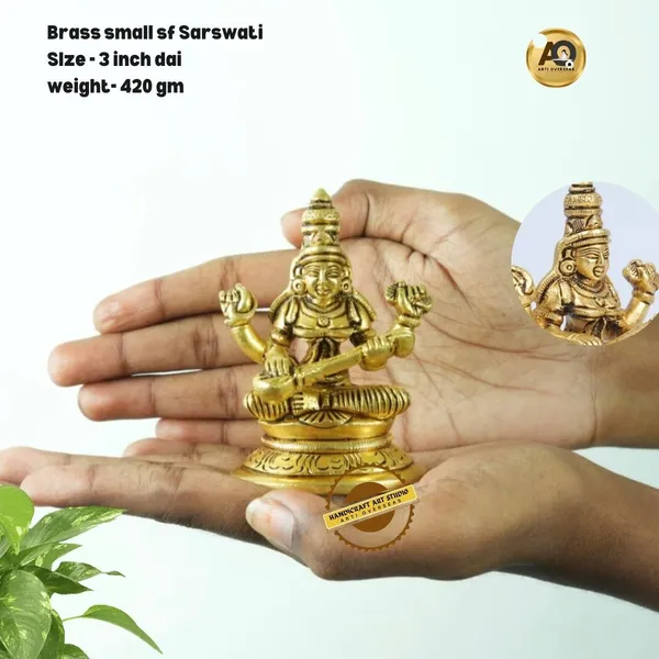 Brass_Goddess_Saraswati_Seated_On_Lotus_Idol