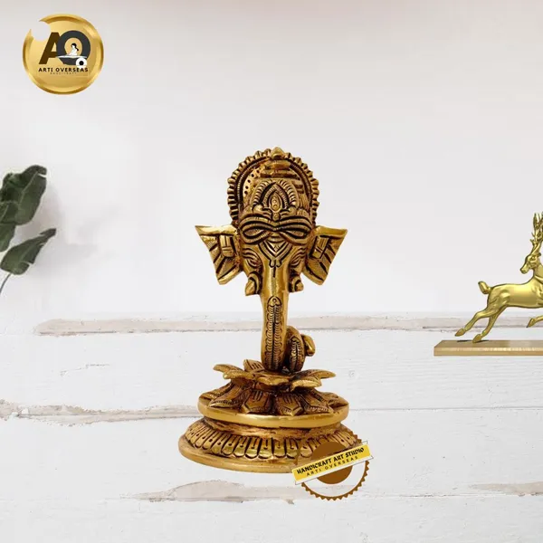 Brass_Ganesha_Face_Idol_Lotus_Base_Antique_Gold