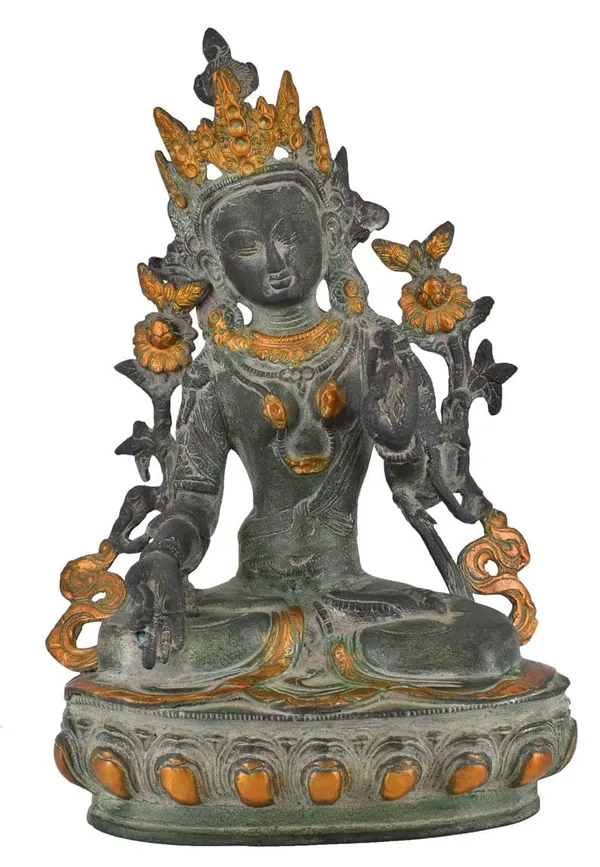 Brass_Antique_Dual-Tone_Green_Tara_Buddhist_Deity_Idol