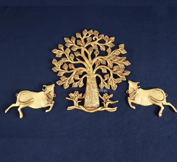 Brass_Traditional_Tree_Of_Life_With_Cow_Wall_Hanging_Set