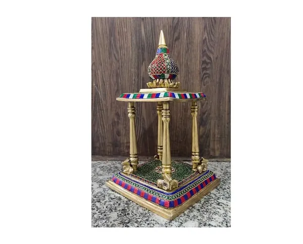 Brass_Meenakari_Multicolor_Four-Pillar_Temple