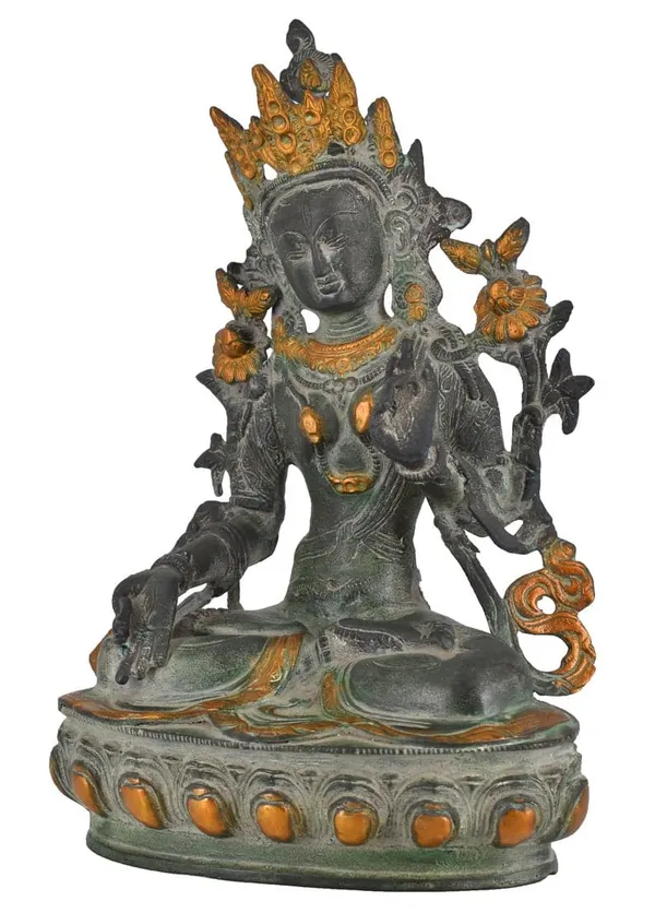 Brass_Antique_Dual-Tone_Green_Tara_Buddhist_Deity_Idol