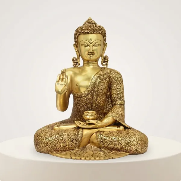 Brass_Antique_Buddha_Blessing_Pose_Idol_17_Inch
