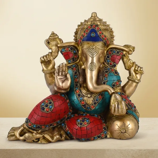 Brass_Ganesha_Seated_Idol_With_Multicolor_Stone_Inlay