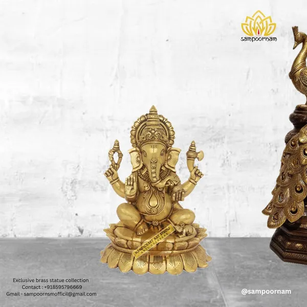 Brass_Lord_Ganesha_Lotus_Base_Idol_Antique_Gold