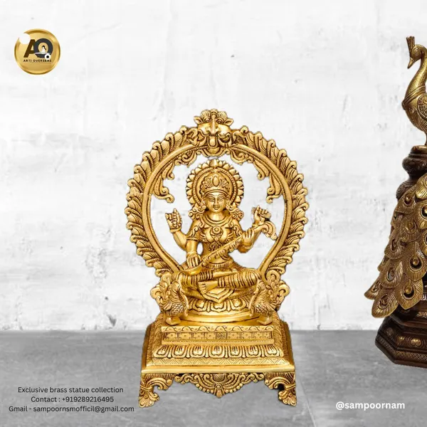 Brass_Goddess_Lakshmi_Peacock_Arch_Singhasan_Idol