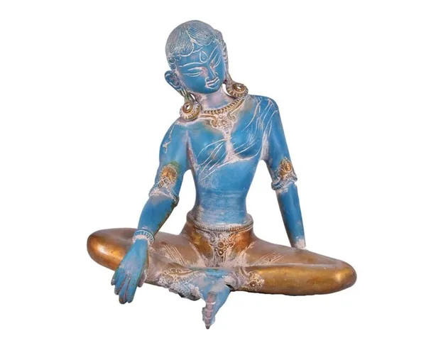 Resin_Meditating_Blue_Golden_Accent_Buddha_Idol