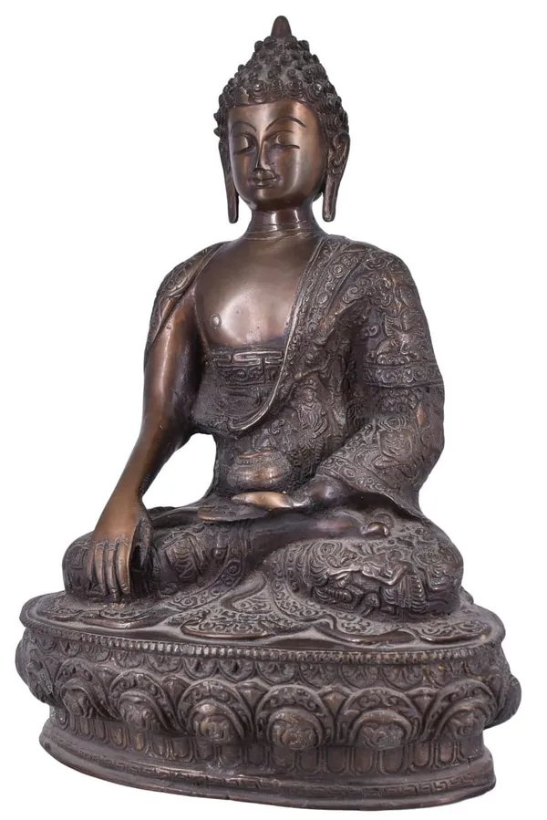 Brass_Antique_Bronze_Meditating_Buddha_Idol_On_Lotus_Throne