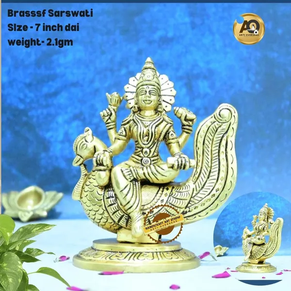 Brass_Goddess_Saraswati_Seated_On_Peacock_Idol_7_Inch