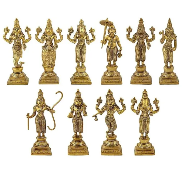 Brass_Golden_Dashavatar_Vishnu_Ten_Avatars_Idol_Set
