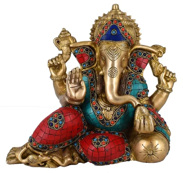 Brass_Ganesha_Seated_Idol_With_Multicolor_Stone_Inlay
