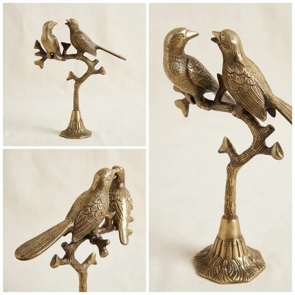 Brass_Naturalistic_Two_Birds_On_Branch_Decorative_Showpiece