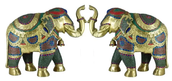 Brass_Meenakari_Multicolor_Elephant_Pair_Showpiece