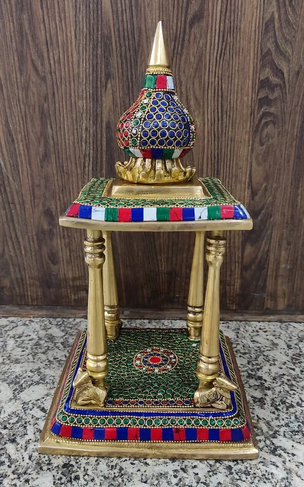 Brass_Meenakari_Multicolor_Four-Pillar_Temple