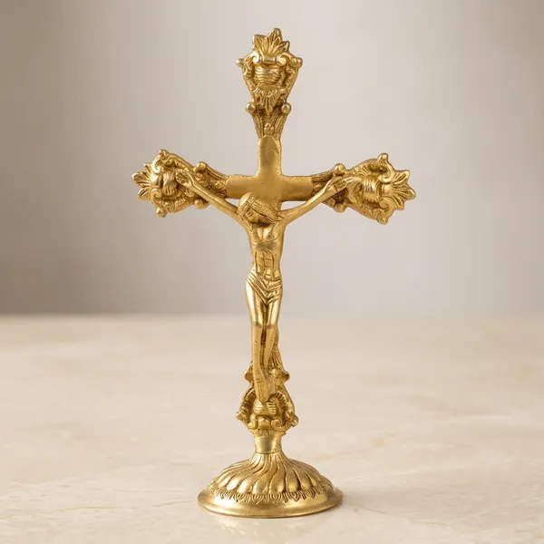 Brass_Traditional_Lion_Motif_Standing_Crucifix