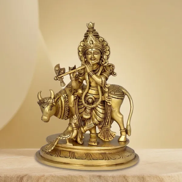 Brass_Krishna_With_Cow_Flute_Playing_Idol_Antique_Gold