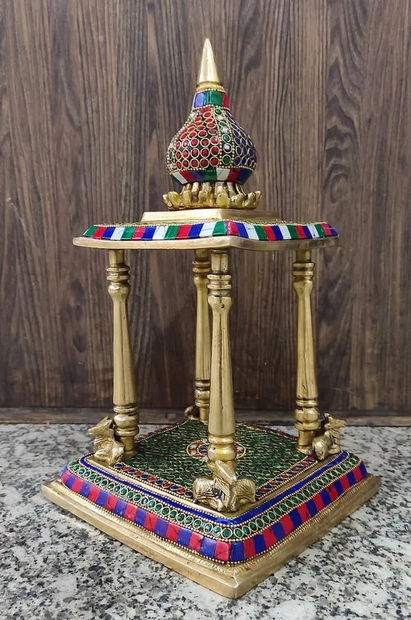 Brass_Meenakari_Multicolor_Four-Pillar_Temple