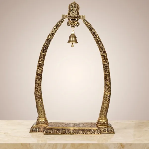 Brass_Antique_Elephant_Tusk_Arch_Ganesha_Bell_Showpiece