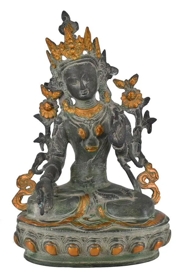 Brass_Antique_Dual-Tone_Green_Tara_Buddhist_Deity_Idol