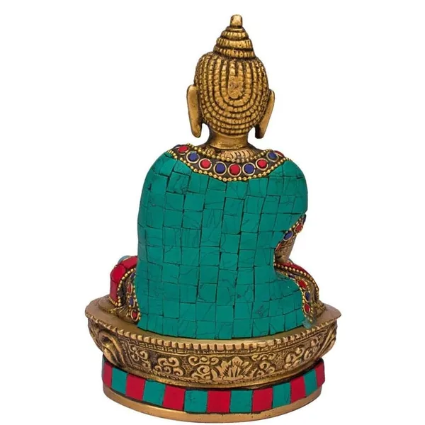 Brass_Traditional_Turquoise_Coral_Stone_Inlay_Buddha_Idol