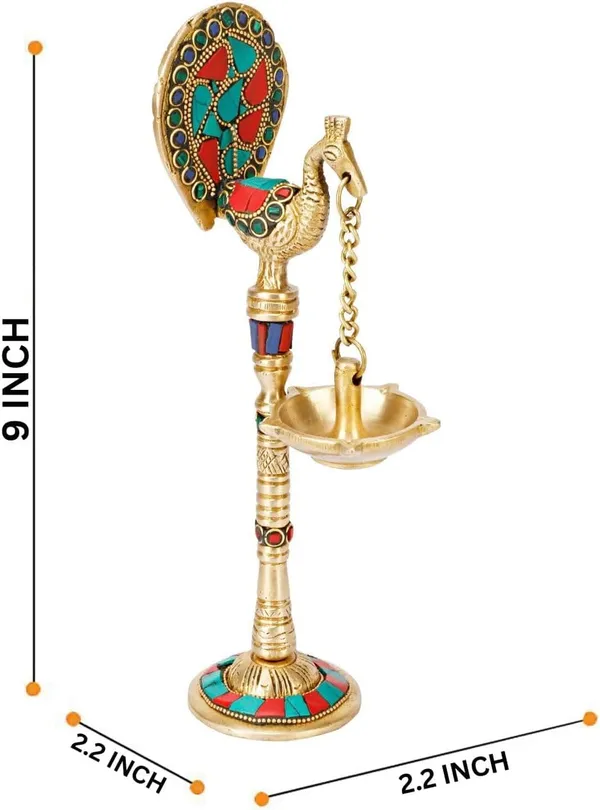 Brass_Traditional_Peacock_Motif_Diya_Stand_With_Hanging_Lamp