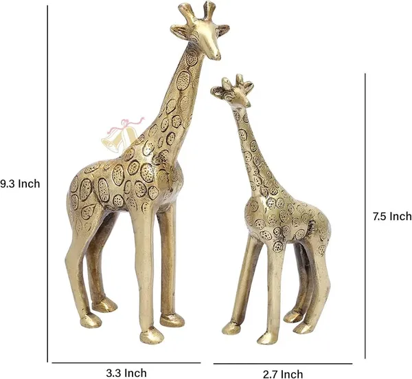 Brass_Golden_Floral_Embossed_Giraffe_Figurine_Set_Of_2