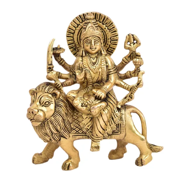 Brass_Golden_Durga_Maa_Idol_Seated_On_Lion