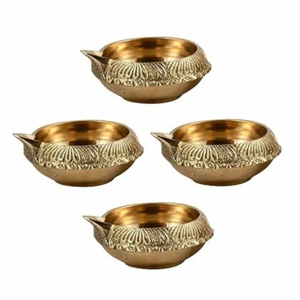 Brass_Traditional_Embossed_Floral_Diya_Set_Of_4