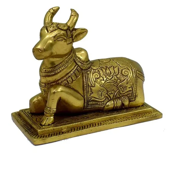 Brass_Golden_Floral_Engraved_Nandi_Idol_On_Pedestal