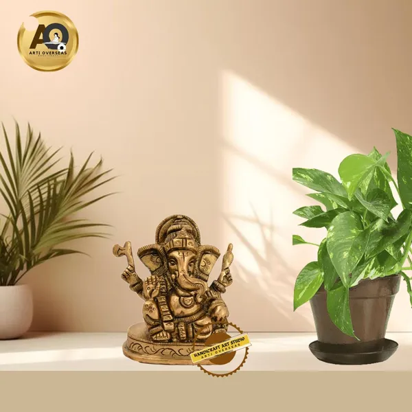Brass_Antique_Finish_Lord_Ganesha_Seated_Blessing_Idol