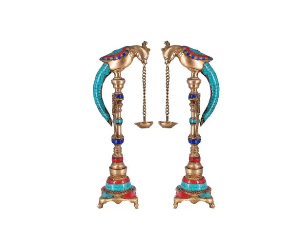 Brass_Traditional_Peacock_Turquoise_Red_Stone_Diya_Stand