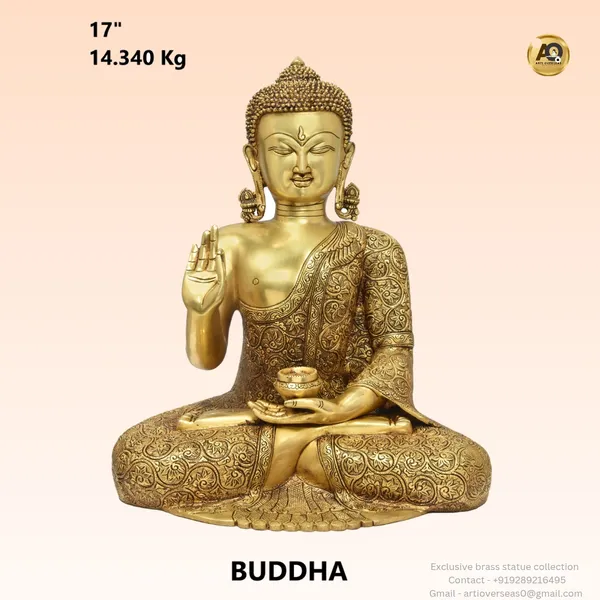 Brass_Antique_Buddha_Blessing_Pose_Idol_17_Inch