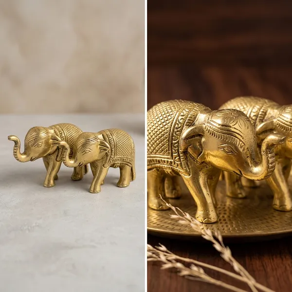 Brass_Golden_Raised_Trunk_Elephant_Figurine_Set