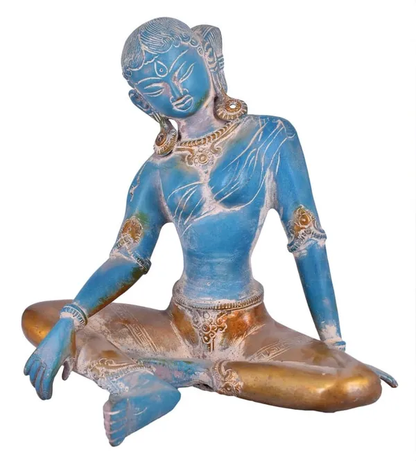Resin_Meditating_Blue_Golden_Accent_Buddha_Idol
