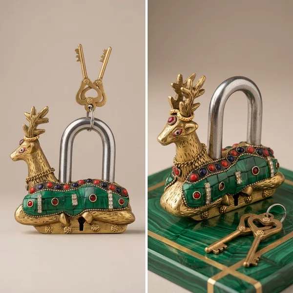 Brass_Traditional_Enamel_Inlay_Deer_Figurine_Decorative_Padlock