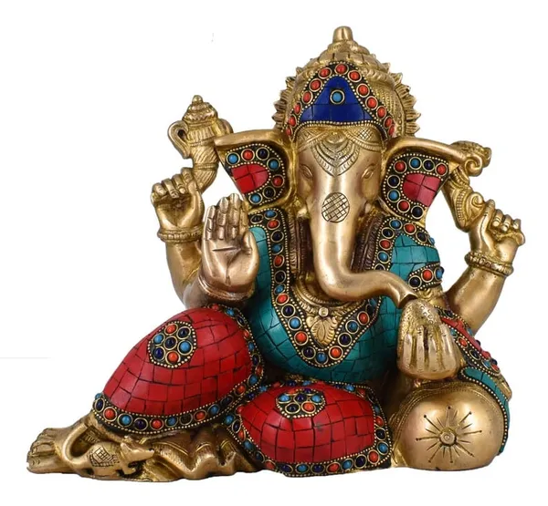 Brass_Ganesha_Seated_Idol_With_Multicolor_Stone_Inlay