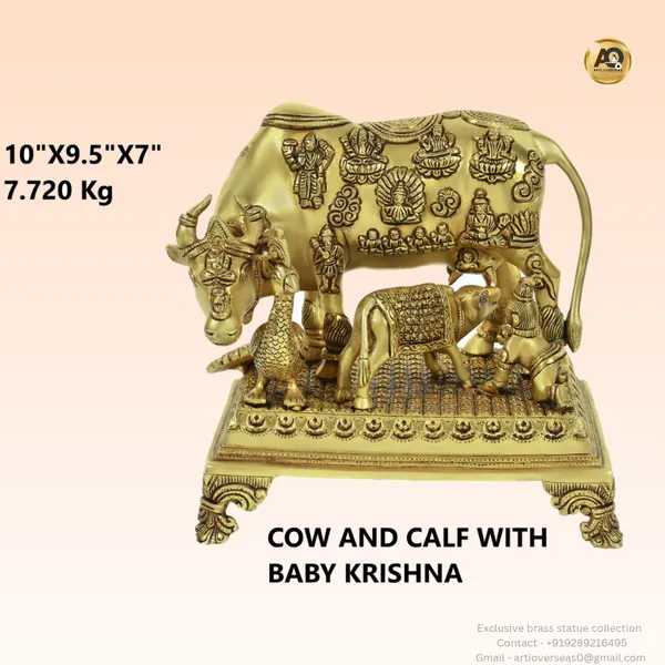 Brass_Traditional_Kamdhenu_Cow_Calf_With_Baby_Krishna_Idol