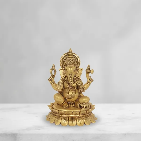 Brass_Lord_Ganesha_Lotus_Base_Idol_Antique_Gold