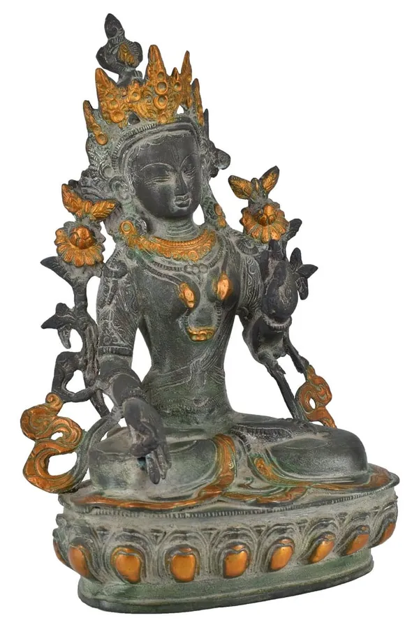 Brass_Antique_Dual-Tone_Green_Tara_Buddhist_Deity_Idol