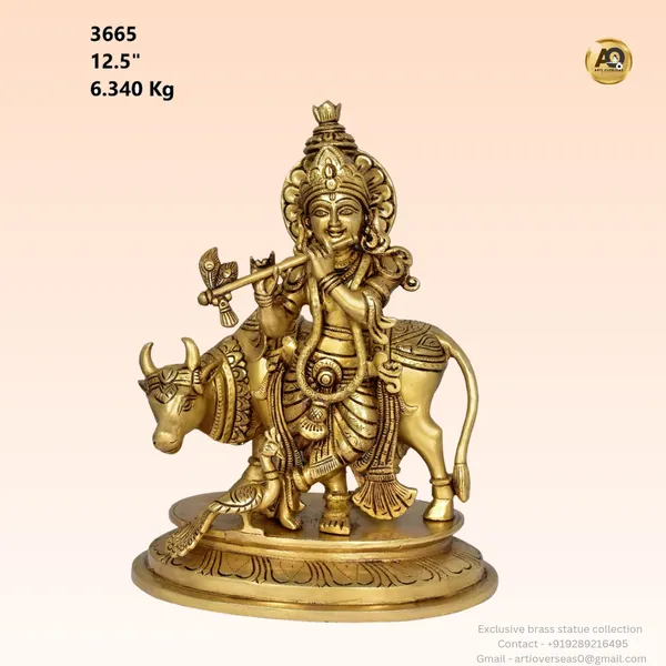 Brass_Krishna_With_Cow_Flute_Playing_Idol_Antique_Gold