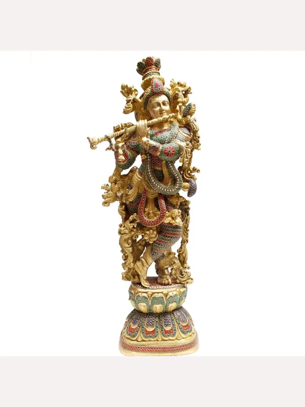 Brass_Enamel_Lord_Krishna_Playing_Flute_Idol_With_Cow