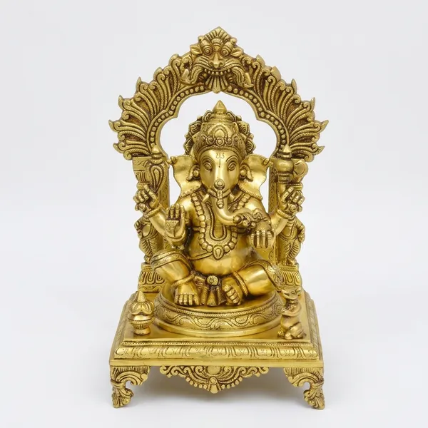 Brass_Lord_Ganesha_Idol_Peacock_Arch_Frame_14.5_Inch