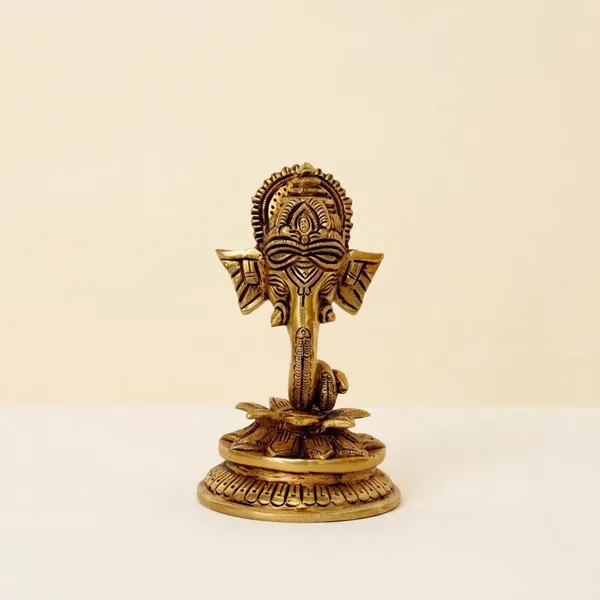 Brass_Ganesha_Face_Idol_Lotus_Base_Antique_Gold