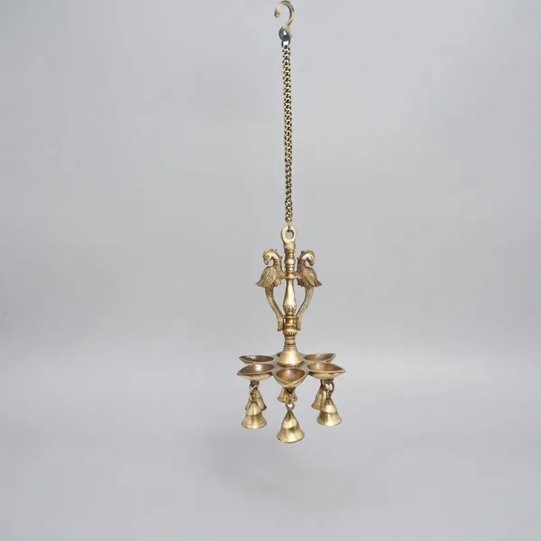 Brass_Antique_Peacock_Design_Hanging_Diya_With_Bells