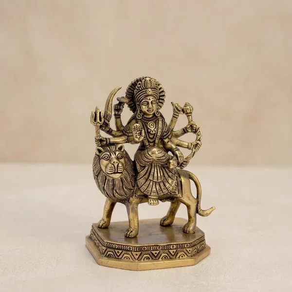 Brass_Antique_Finish_Goddess_Durga_On_Lion_Idol